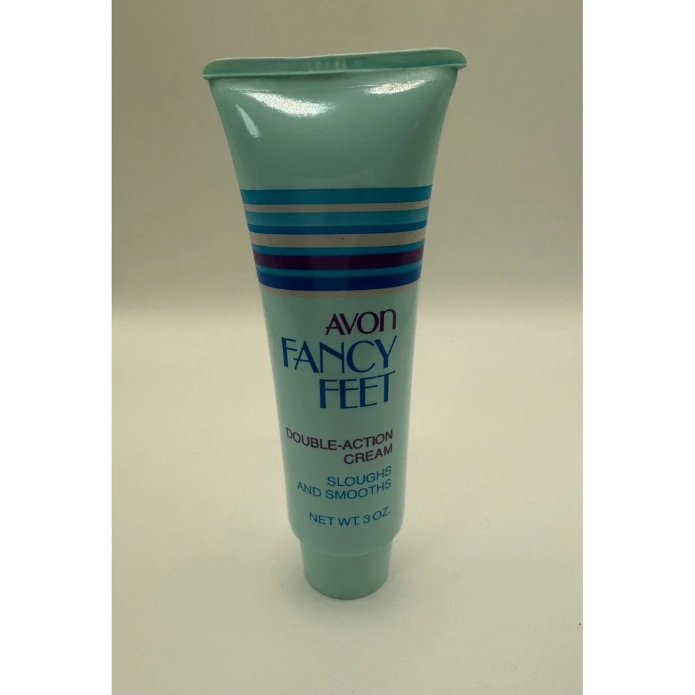 Vintage‎ Avon Fancy Feet Double-Action Cream 3 oz Foot Sloughs Smooths 1981 Blue